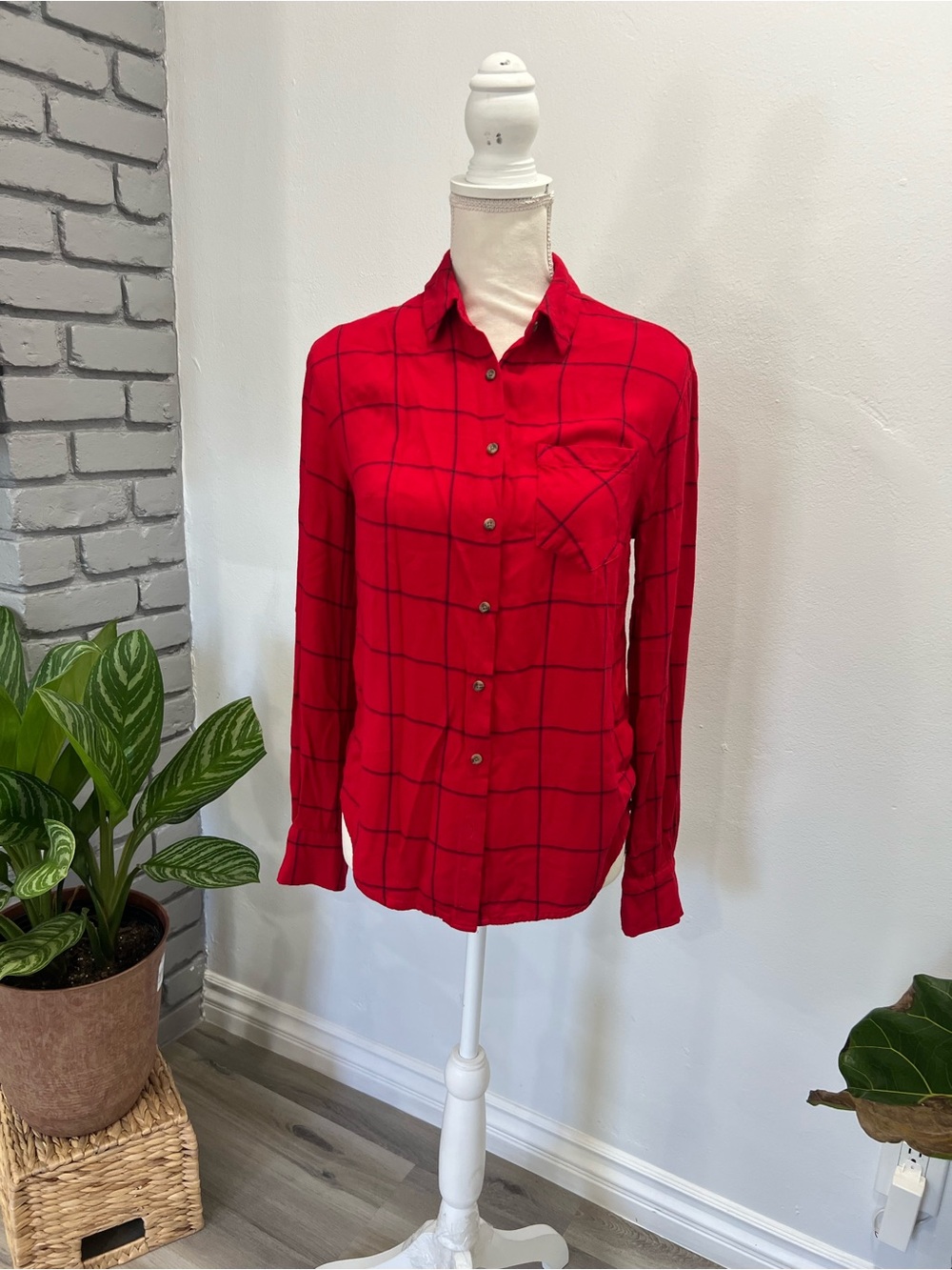 a new day Red Plaid Button-Down Shirt
